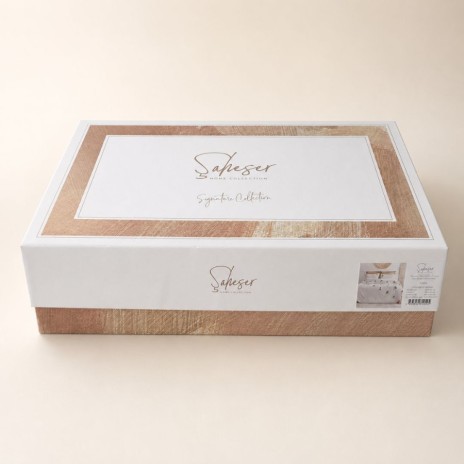 Lenjerie de pat Zaira din bumbac natural cu broderii florale in relief, 6 piese, Saheser Home