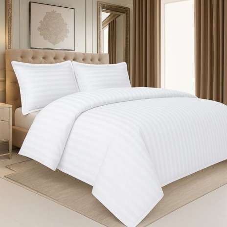 Lenjerie alba hoteliera damasc 200x220 cm bumbac poliester Pakistan