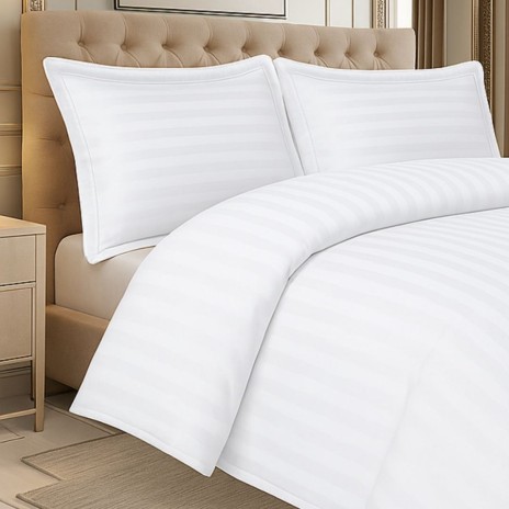 Lenjerie alba hoteliera damasc 200x220 cm bumbac poliester Pakistan