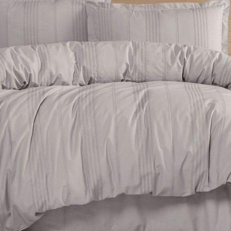 Lenjerie de pat jacquard ranforce, Clasy Home, design dungi - Arakis V6 gri