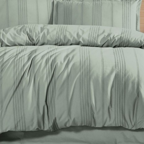 Lenjerie de pat jacquard ranforce, Clasy Home, design dungi - Arakis V8 verde