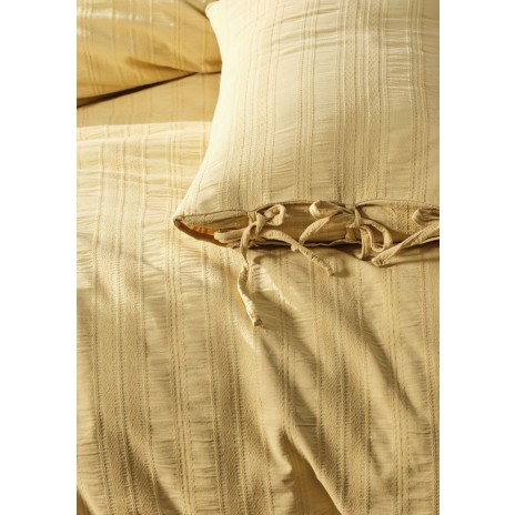Lenjerie de pat jacquard ranforce galben, model Saheser Lucca