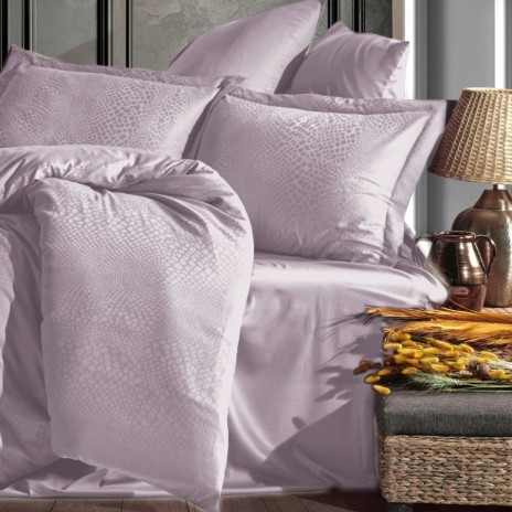 Lenjerie pat jacquard satin de lux Austin Lila Saheser Home cu model discret