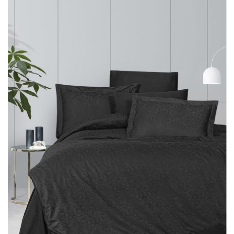 Lenjerie de pat jacquard satin de lux, Story Home, Misra Black(negru)