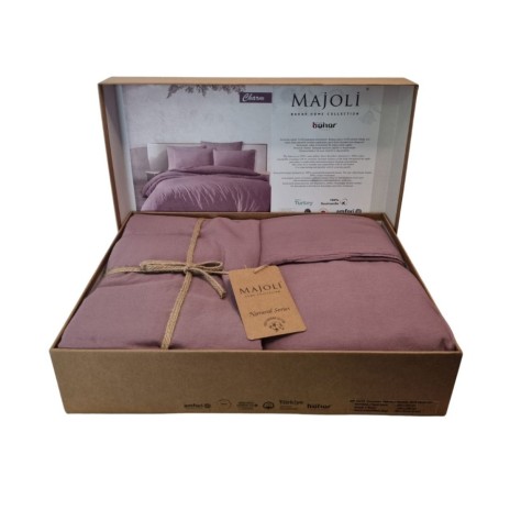 Lenjerie de pat poplin prespălat, Majoli Bahar, Natural Charm Mov