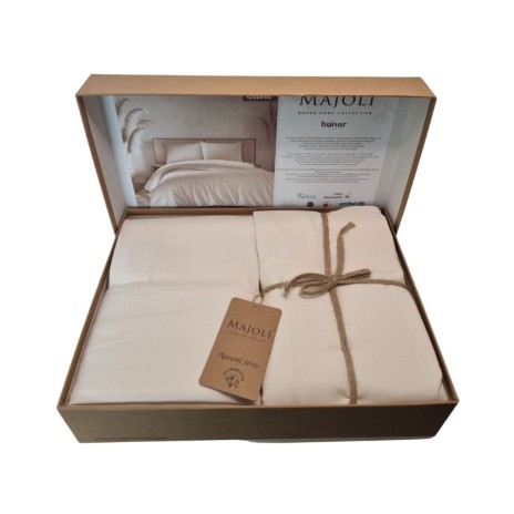 Lenjerie de pat poplin prespălat, Majoli Bahar, Natural Natura Crem