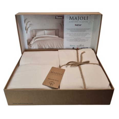 Lenjerie de pat poplin prespălat, Majoli Bahar, Natural Natura Crem