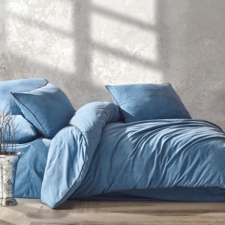 Lenjerie de pat poplin prespălat, Nazenin Home, Stone Wash Denim