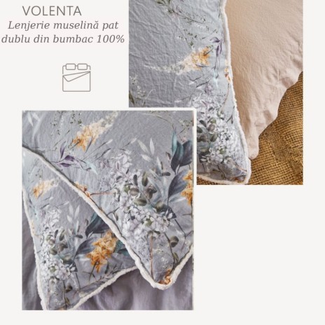 Lenjerie de pat premium de lux din muselină, Club Cotton, Volenta