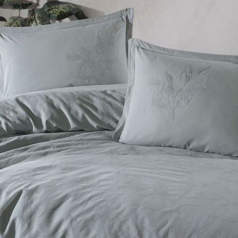 Lenjerie de pat premium jacquard cu broderie verde Clasy Home Marlet V2