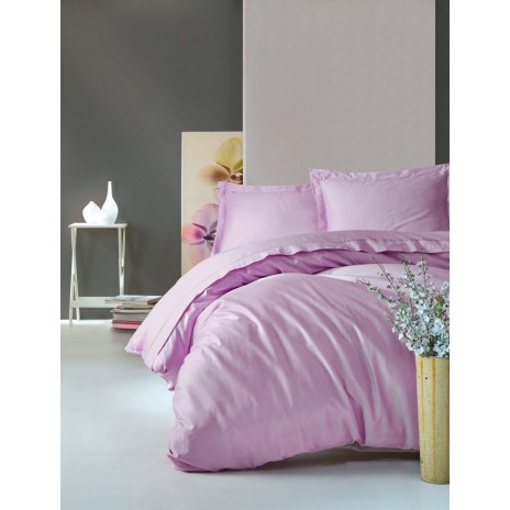 Lenjerie de pat de lux din satin Cotton Box Elegant Lilac în nuanțe lila, design simplu