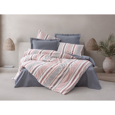 Lenjerie de pat ranforce policoton Forta Naturii, Duo dark blue