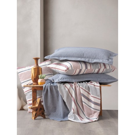 Lenjerie de pat ranforce policoton Forta Naturii, Duo dark blue