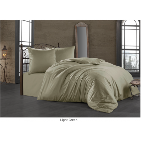 Lenjerie de pat Bahar Home bumbac satinat verde deschis, design simplu, 6 piese ​