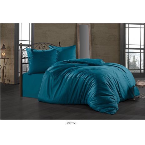 Lenjerie de pat dublu din satin petrol, model Bahar