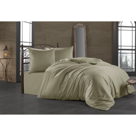 Lenjerie pat bumbac satinat 100% verde deschis, model Plain Color, 6 piese