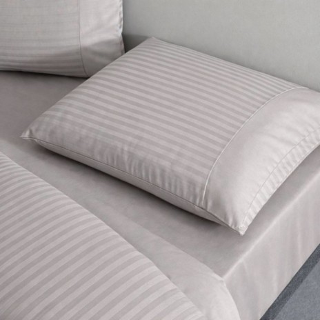 lenjerie pat bumbac satinat TAC Stripe gri deschis dungi fine eleganta hoteliera