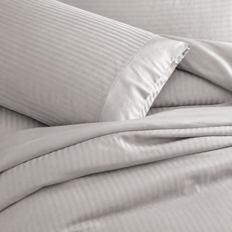 lenjerie pat bumbac satinat TAC Stripe gri deschis dungi fine eleganta hoteliera