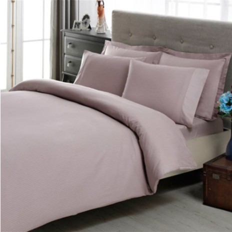 Lenjerie de pat lila Stripe din satin de bumbac cu model de dungi fine, set elegant TAC