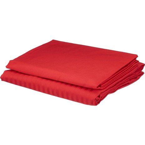 Lenjerie de pat roșie TAC Stripe, model cu dungi, set de 6 piese din bumbac satinat