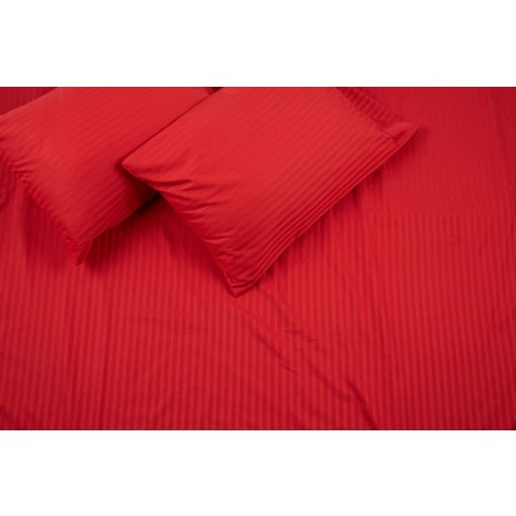 Lenjerie de pat roșie TAC Stripe, model cu dungi, set de 6 piese din bumbac satinat