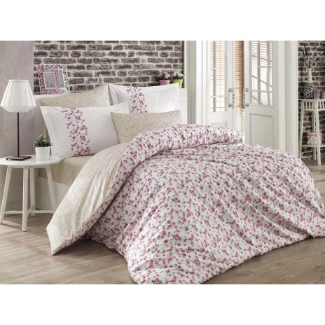 Lenjerie pat 1 persoana poplin percale, Hobby Home, Luisa White