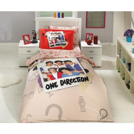 Lenjerie pat 1 persoană bumbac 100% ranforce, Hobby Home, One Direction