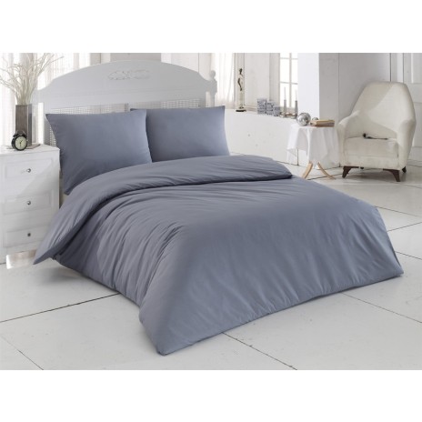 Lenjerie pat 1 persoana, Bahar Home, Plain - Grey