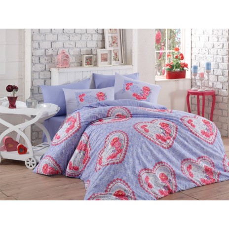 Lenjerie pat 1 persoana bumbac 100% poplin, Hobby Home, Lovely Lilac