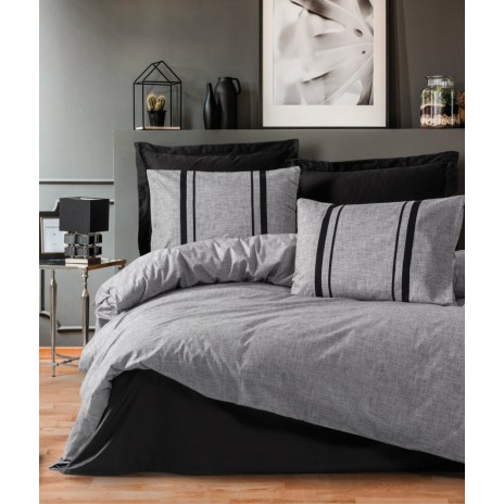Lenjerie pat 1 persoana bumbac 100% ranforce, Cotton Box, Bitter Grey