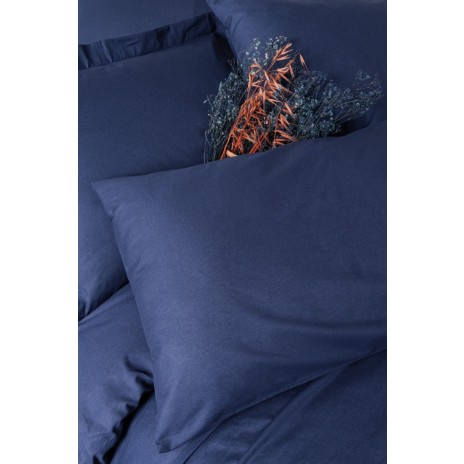 Lenjerie pat 1 persoana bumbac 100% ranforce, Plain Dark Blue