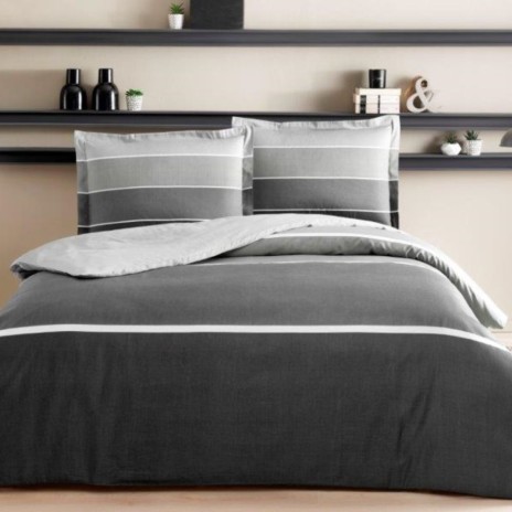 Lenjerie pat 1 persoana bumbac 100% satinat TAC Hazel Antracit model modern gri