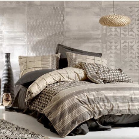 Lenjerie pat 1 persoana bumbac 100%ranforce, Cotton Box, Rina Anthracite