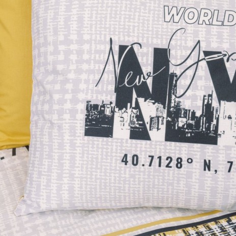 Lenjerie de pat pentru o persoană din bumbac 100% ranforce cu design urban New York