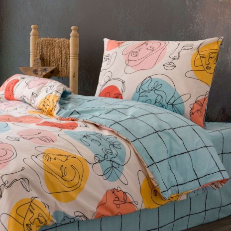 lenjerie pat 1 persoana Cozy Home Modern Menta multicolor