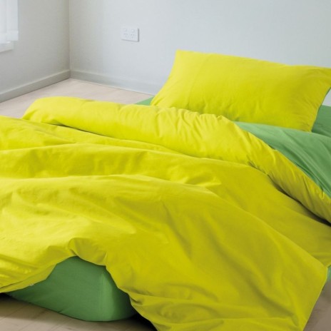 Lenjerie pat 1 persoana Cozy Home Sage verde galben elastic