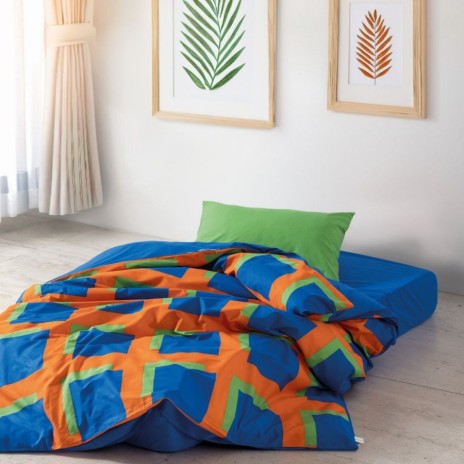 lenjerie pat 1 persoana Cozy Home Venus Blue elastic in carouri