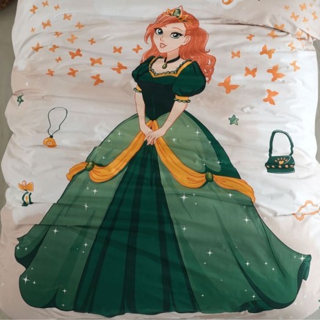 Lenjerie pat 1 persoana Tiana bumbac ranforce, model cu printesa