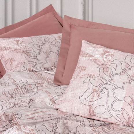 Lenjerie pat 1 persoana Cotton Box Livara Roz din bumbac ranforce cu model floral roz pudrat