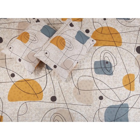 Lenjerie pat 1 persoana TAC bumbac 100% ranforce, cearceaf elastic saltea 120x200 cm, Edna