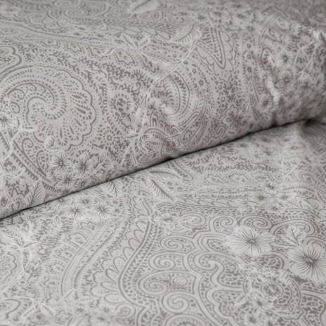 Lenjerie de pat First Choice Richman Gri 6 piese bumbac ranforce cu imprimeu ornamental paisley gri