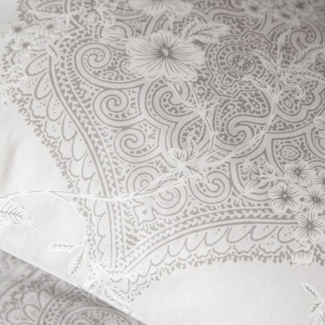 Lenjerie de pat First Choice Richman Gri 6 piese bumbac ranforce cu imprimeu ornamental paisley gri