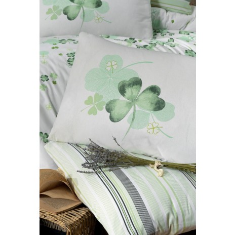 Lenjerie de pat Story Home Change Green din bumbac cu model de trifoi verde