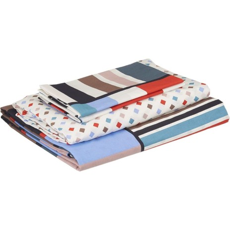 Lenjerie de pat cu elastic pentru saltea de 160x200 cm, design modern în dungi multicolore, bumbac 100% ranforce