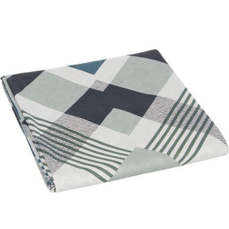Lenjerie de pat din bumbac ranforce 100% cu model geometric în nuanțe de petrol și gri, decorată cu forme abstracte și detalii moderne