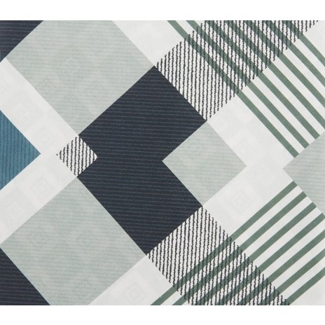 Lenjerie de pat din bumbac ranforce 100% cu model geometric în nuanțe de petrol și gri, decorată cu forme abstracte și detalii moderne