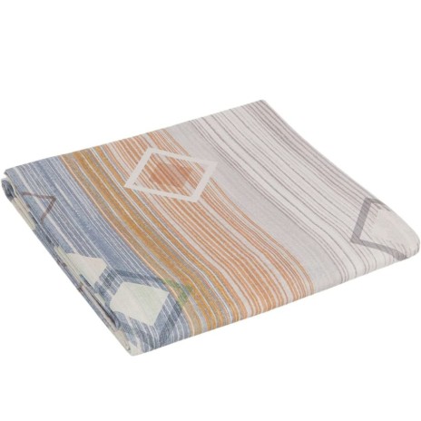 Lenjerie de pat cu elastic, model geometric în nuanțe de bej, mov și gri, pat dublu, din bumbac 100% ranforce, Tac Venita