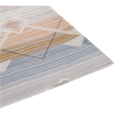 Lenjerie de pat cu elastic, model geometric în nuanțe de bej, mov și gri, pat dublu, din bumbac 100% ranforce, Tac Venita