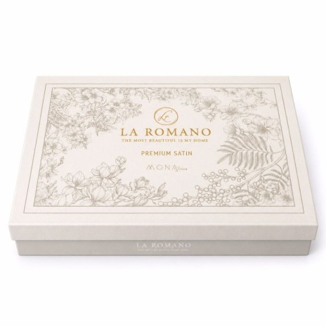 Lenjerie de pat Montova Bleumarin La Romano, bumbac satinat 300TC, chenare geometrice bleumarin