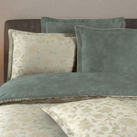 Lenjerie pat satin jacquard 300TC La Romano Edesa Bej set 6 piese floral bej verde